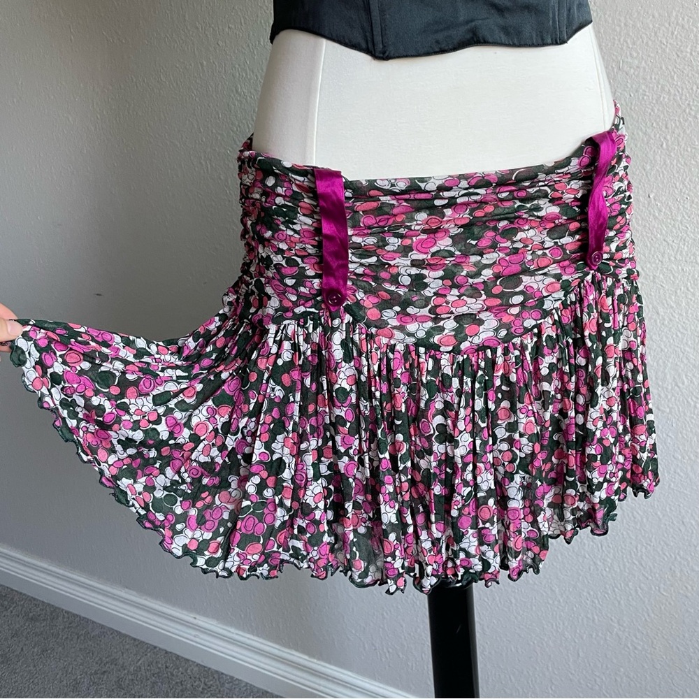 Diane Von Furstenberg Pink Floral Pleated Mini Skirt